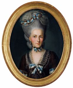 JOHANN WYRSCH attr.,  RITRATTO DI UNA DONNA SCONOSCIUTA IN ABITO CASTANO